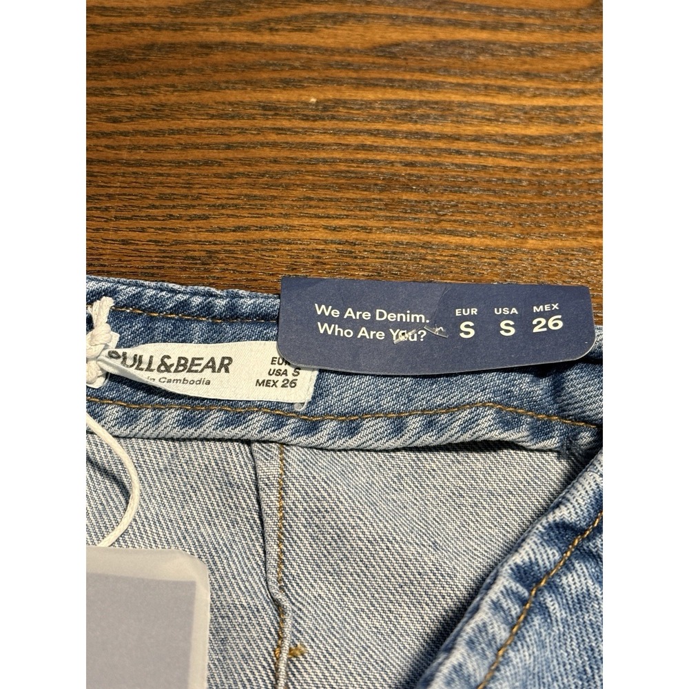 Pull & Bear Women S Light Wash Denim Mini Skirt Coastal Cowgirl Y2K Western Slit - Picture 5 of 14